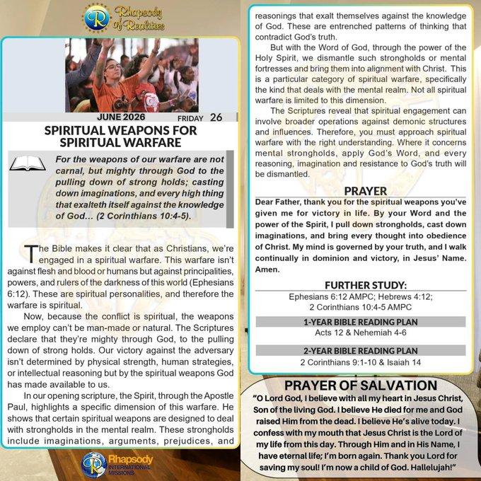 SPIRITUAL WEAPONS FOR SPIRITUAL WARFARE