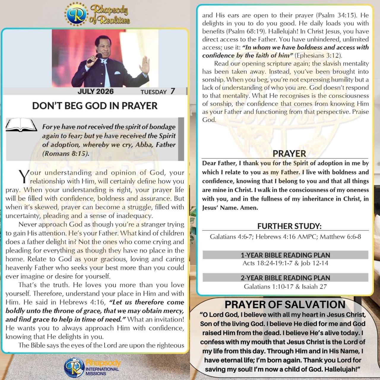 DON'T BEG GOD IN PRAYER