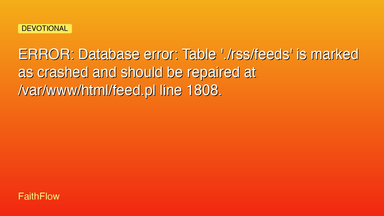 ERROR: Database error: Table './rss/feeds' is marked as crashed and should be repaired at /var/www/html/feed.pl line 1808.